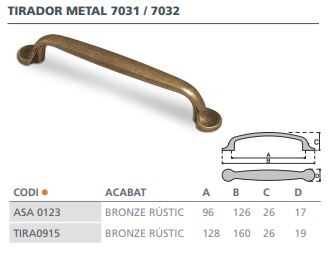 TIRADOR METALICO 96 MM BRONCE RUSTICO 7032831 2